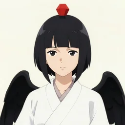 portrait of female crow tengu journalist aya shameimaru with short black hair topped with tiny red hexagonal tokin hat, has black wings, wearing a white shirt and a black and autumn leaf patterned skirt, 4 k digital illustration by artgerm, wlop, riabovitchev, simonetti, yoshitaka amano amano, artstation, cgsociety