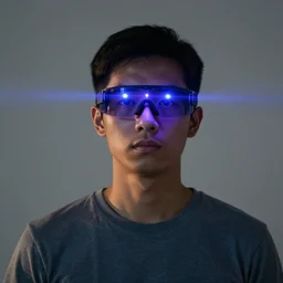 man with laser visor