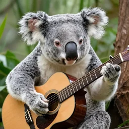 Koala playing a guitar
