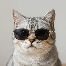 A cat wearing sunglasses. Digital Art. High Quality. High Fidelity.