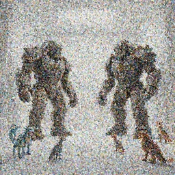 a giant room with bright white walls, two golems, four fantasy creatures, fantasy, digital art