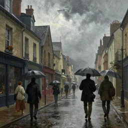 a beautiful picture of a space opera street under rain by william - adolphe bouguereau and greg rutkowski, low angle shot, trending on artstation