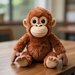 photo of a stuffed monkey on a table. shallow focus!!!.