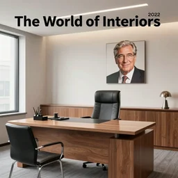 Gordon Gekko\'s office in the year 2022, professional interior design photo, published in The World of Interiors magazine , Canon EOS R5 camera | Sigma 20.0mm | f/11 aperture | 1/40s shutter | ISO 50