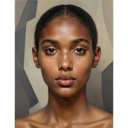 detailed portrait in femininity, realistic face sculpted features, ethnic, exotic, arabic, melanin, deep clear eyes, statuesque, warm glowing skin, chiaroscuro, tangible, angular impressionism, arabesque backdrop, contemporary, modern fashion, natural colors, greg rutkowski gaston bussiere craig mullins jc leyendecker