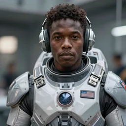 portrait photograph of black spaceship pilot battle armor. super resolution. 85 mm f1.8 lens.bokeh.graflex. Alessio albi