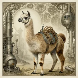 llama with dreadlocks, detailed, industrial scifi, by ernst haeckel, james jean, mandy jurgens, alphonse mucha