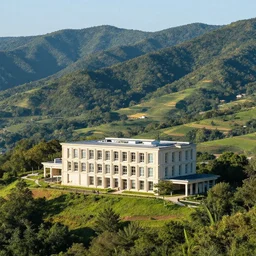 a building in a stunning landscape by basil gogos