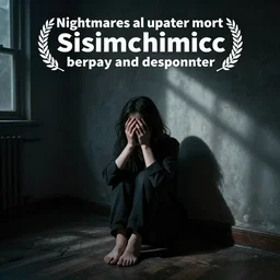 a dark mind in a nightmare is aware of betrayal sadness and despondency of a schizophrenic in a hyper room