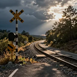 a railroad crossing a road