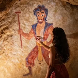 cave art, elon musk is jasmin in aladdin