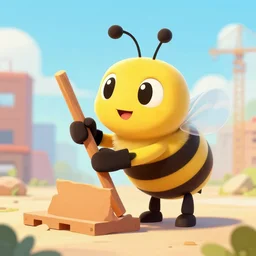 cartoon Bee working in construction