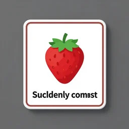 Clean, sharp, vectorized sign warning that strawberries can suddenly combust, icon, trending, modern and minimalist