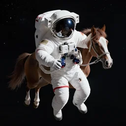 cosmonaut horse in a space suit floating in outer space, highly detailed, nasa picture, 4 k