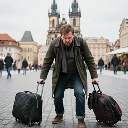 a dad angry at missing his flight from prague to nyc, the dad is drunk