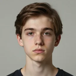 portrait of a teenager boy, long face, brown hair, short hair, no glasses, detailed, hyperrealistic, realistic, symmetrical, by anato finnstark, by alena aenami, by john harris, by ross tran, by wlop, by andreas rocha