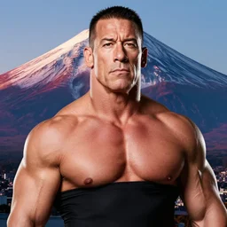 portrait of john cena, mount fuji background, rich vivid colors, ambient lighting, dynamic lighting, 4 k, hq, official media, anime key visual, makoto shinkai, ilya kuvshinov, lois van baarle, rossdraws, detailed, trending on artstation