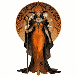 orange black, dark fantasy, intricate, elegant, highly detailed, digital painting, artstation, concept art, matte, sharp focus, illustration, art by artgerm and alphonse mucha