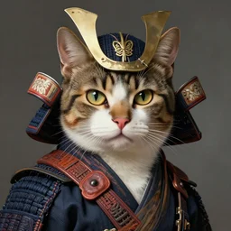 a detailed portrait of a samurai cat by Jerome Opeña, featured on artstation