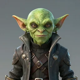 medium portrait of a goblin, green skin, high collar, fashionable jacket, ffxiv, final fantasy 1 4 screenshot, octane render, 8 k, fantasy, rule of thirds, sharp focus, greg rutkowski