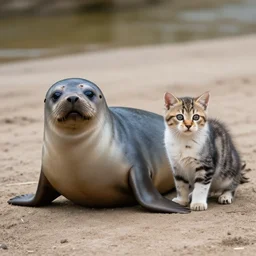 seal with kitten