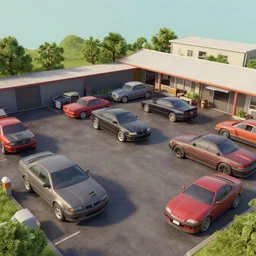car lot, lowbrow, matte painting, 3 - d highly detailed, in the style of mark ryden,