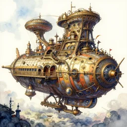 a hiper intricate watercolor of a beatiful steampunk airship station, intricate, highly detailed, digital painting, artstation, concept art, extremely detailed, sharp focus, wide view, smooth, digital illustration, colorfull, by william turner art, by greg rutowski, by carl larson, by edmund dulac