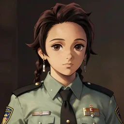 full size persona, female sheriff, detailed face, art by huyy nguyen, demon slayer rui fanart