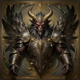 a detailed bust knight in feathers, demonic, demon, symmetry, symmetrical, by greg rutkowski and justin gerard, digital art, monstrous, art nouveau, baroque style, realistic painting, very detailed, fantasy, dnd, character design, top down lighting, trending on artstation