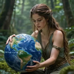 a sensual and beautiful goddess trying to save the mother earth, hyper realistic, cinematic 4 k octane render, intricate realism, ray tracing global illumination