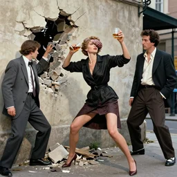 lady destroying wall - street short sellers with her mind powers while drinking bourbon, in a combination of styles by gaston bussiere and clyde caldwell.