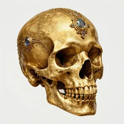 gold ornate gothic skull with jewels digital art, artstation, concept art