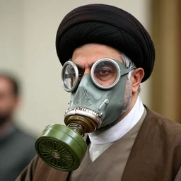 detailed 6 0 0 mm realistic photography from ali khamenei wear gas mask