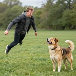 wtf even are they doing? why is the dude on the left floating? and why does the dog have that in its mouth? like. what
