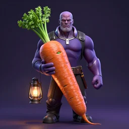 thanos is a carrot, by edward munch, ultra - hd, lantern, volumetric light