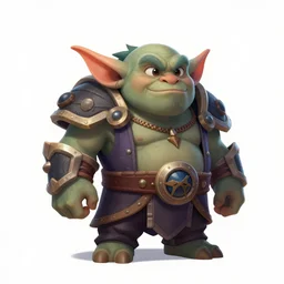 full body illustration of the stupidest dumbest goblin in the world. in the style of hearthstone. white background