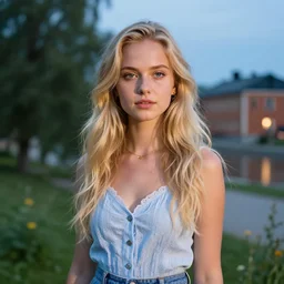 a beautiful blonde girl on midsummers eve in Sweden