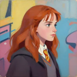 greg manchess portrait painting of hermine granger as overwatch character, medium shot, asymmetrical, profile picture, organic painting, sunny day, matte painting, bold shapes, hard edges, street art, trending on artstation, by huang guangjian and gil elvgren and sachin teng