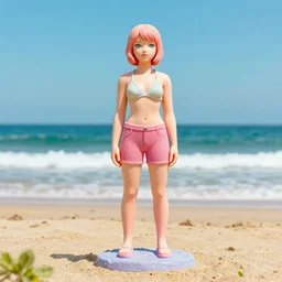 vaporwave beach statue by Greg Hildebrandt