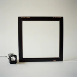 kodak portra 4 0 0, flashlight, muted colours, 1 9 2 0 s style, long shot, a large large square square picture frame near by a window, vivid photo of a room with concrete walls, tiny gaussian blur, haze, depth of field, 1 9 6 0 s bauhaus style scandinavian metal furniture