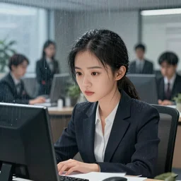 concept art of closeup office lady by 司 机, 橡 树 山 雨, 黄 凤 年 啊, ruo xin, rongzhen luo, fenghua zhong, ruan jia. fine details, trending on artstation.