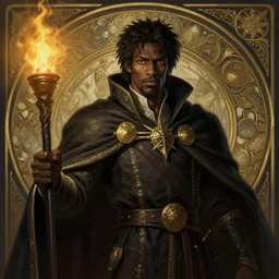 a black mage from final fantasy, holding a torch, deep focus, d & d, fantasy, intricate, elegant, highly detailed, digital painting, artstation, concept art, matte, sharp focus, illustration, hearthstone, art by artgerm and greg rutkowski and alphonse mucha
