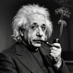 albert einstein smoking a tobacco pipe