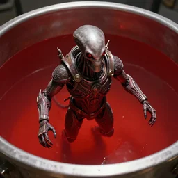 movie still frame, guild navigator mutant floating inside a vat of red fluid, intricate details, beautiful composition, 8 k, cgi, by ridley scott, james cameron, zack snyder and michael bay