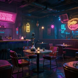 concept art of cyberpunk 2 0 7 7 hookah bar environment, few chairs, neon, highly detailed, 8 k, hdr, studio, matte painting, environment, digital illustration, artstation, by artur tarnowski