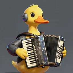 a portrait of an anthropomorphic cyberpunk duck holding an accordian, fantasy, elegant, digital painting, artstation, concept art, matte, sharp focus, illustration, art by josan gonzalez
