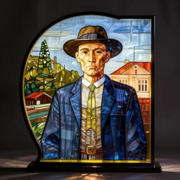 American Gothic in the style of Jonathan Zawada glass neon sharp focus