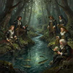 a beautiful digital illustration painting of a detailed gothic fantasy secret river calm creek small fish, by benoit b. mandelbrot, steven belledin, martin johnson heade, lee madgwick, caspar david friedrich, and david rios ferreira. 8 k resolution trending on artstation concept art digital illustration