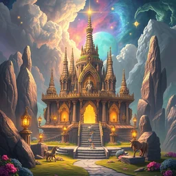 a beautiful painting of a unicorn temple, by hr giger, lisa frank, josan gonzalez, chibi, artstation