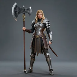 full body photo of a valkyrie with a giant axe